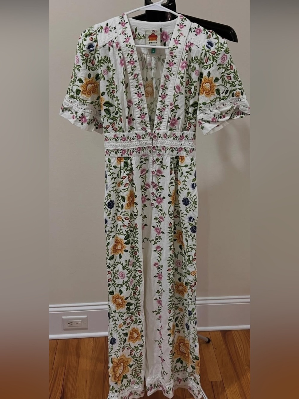FARM Rio White Floral Embroidered Wide‑Leg Jumpsuit - Picture 4 of 4